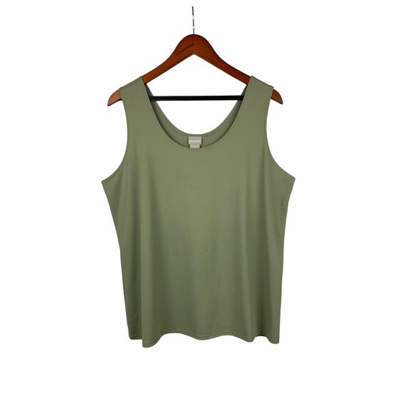 Chicos Womens XL Green Tank Top Nylon Spandex Blend Sleeveless Scoop Neck - Picture 1 of 5